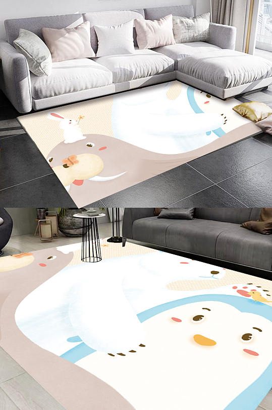 儿童房可爱卡通动物园动物满铺地毯-众图网