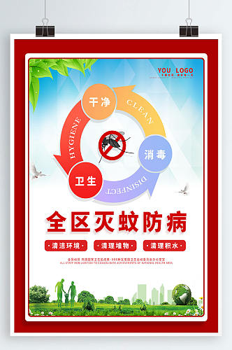 公益社区系列小区灭蚊防病宣传海报