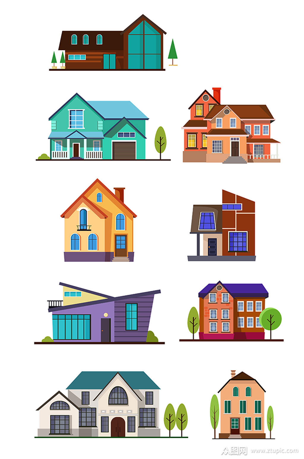 精美矢量手绘房子素材