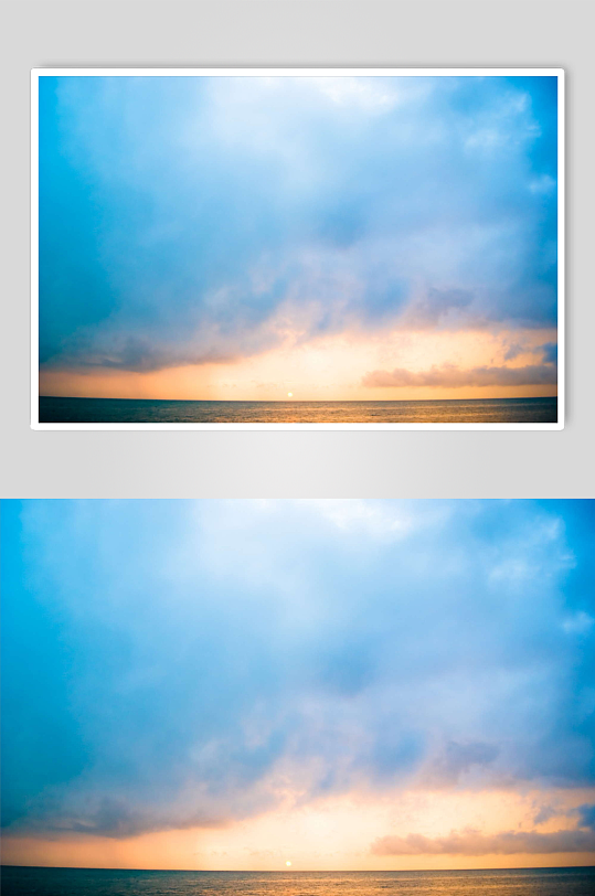 夕阳海平线摄影图片