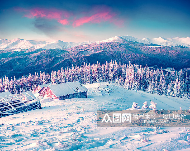 冬天白雪风景摄影图素材