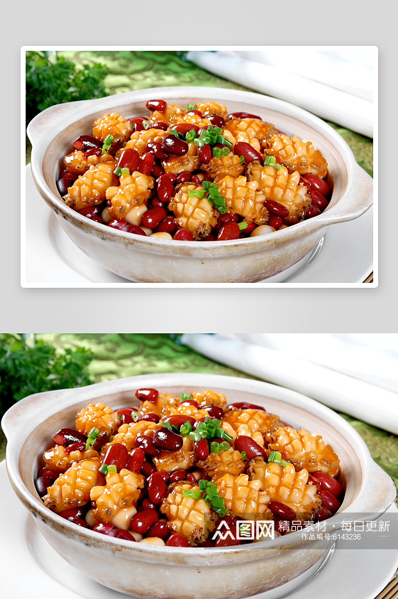 红腰豆焖鲜鲍美食摄影图片素材
