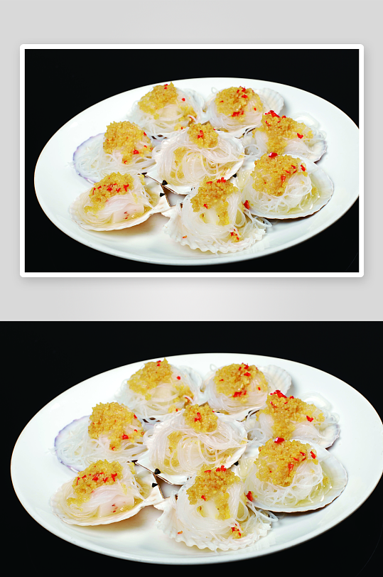 小米粉丝蒸鳕鱼美食摄影图片