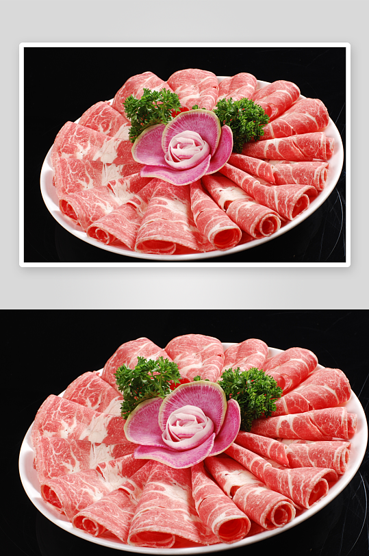 火锅肉类餐饮菜品摄影图