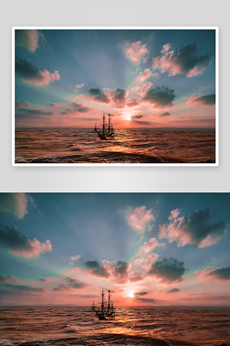 大海海上日落风景摄影图