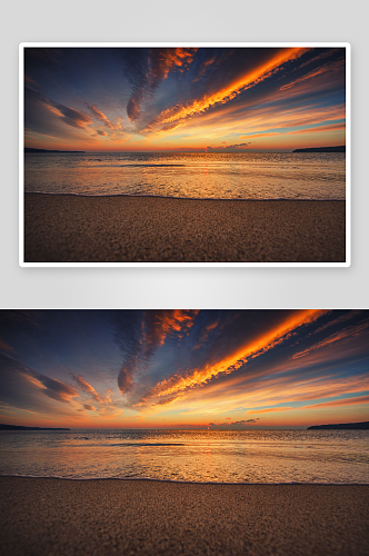 高清大海海上日落风景摄影图