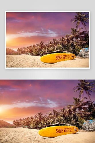 高清海滩沙滩椰树风景摄影图