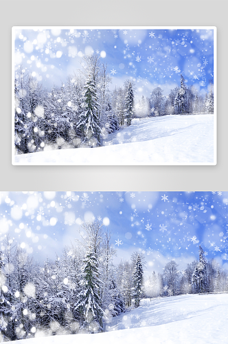高清冬天白雪风景摄影图