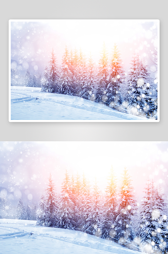高清冬天白雪风景摄影图