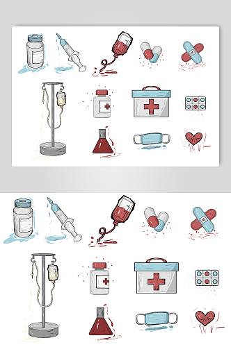卡通手绘医疗设备图标元素