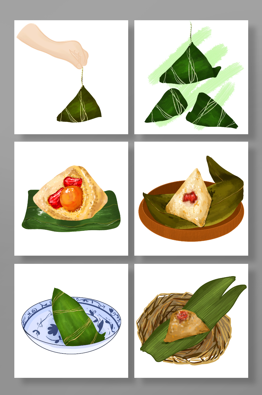 写实端午节粽子元素插画素材
