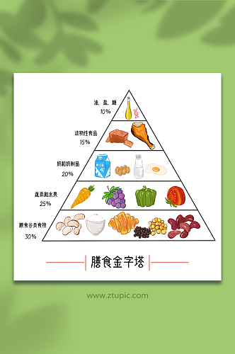 卡通膳食金字塔营养均衡元素插画