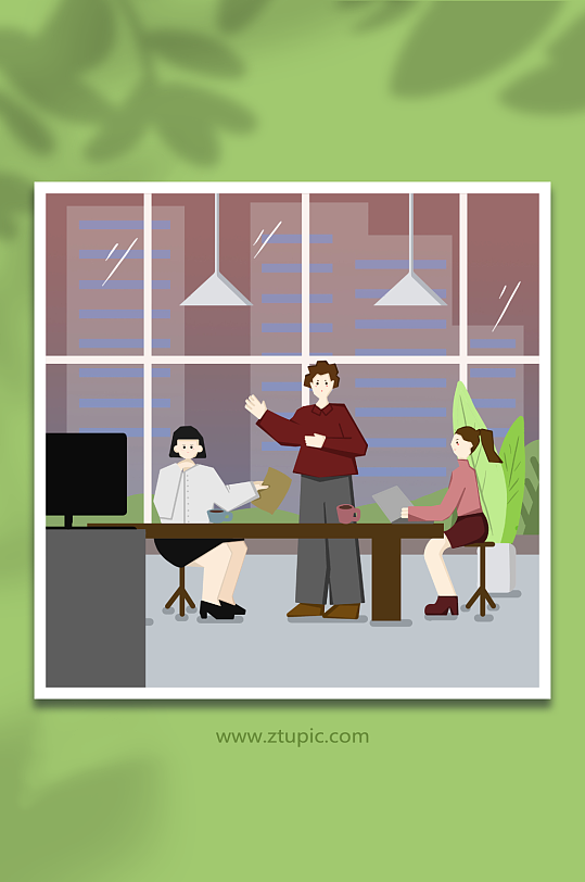 扁平化企业商务会议开会讨论人物插画-众图网