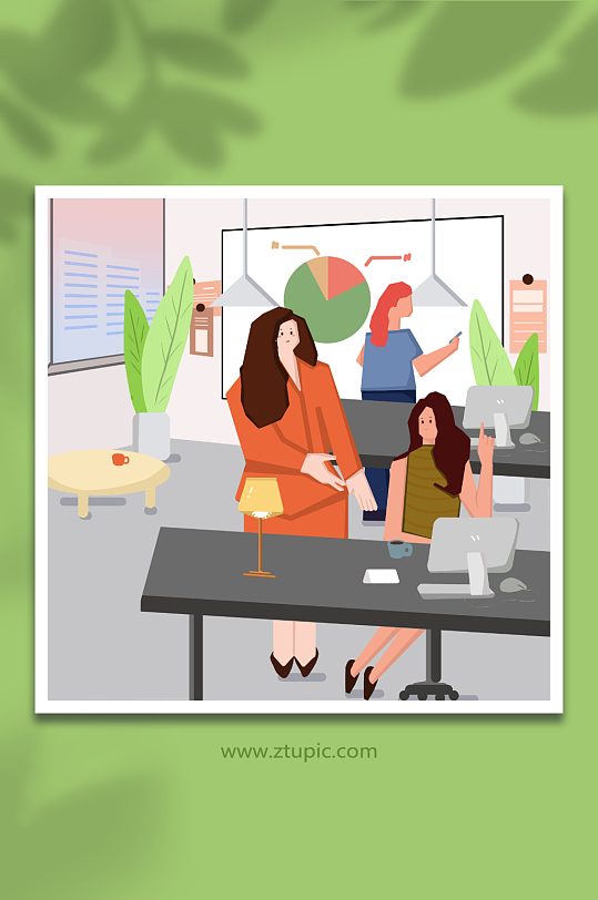 办公扁平化企业商务会议小组开会人物插画-众图网
