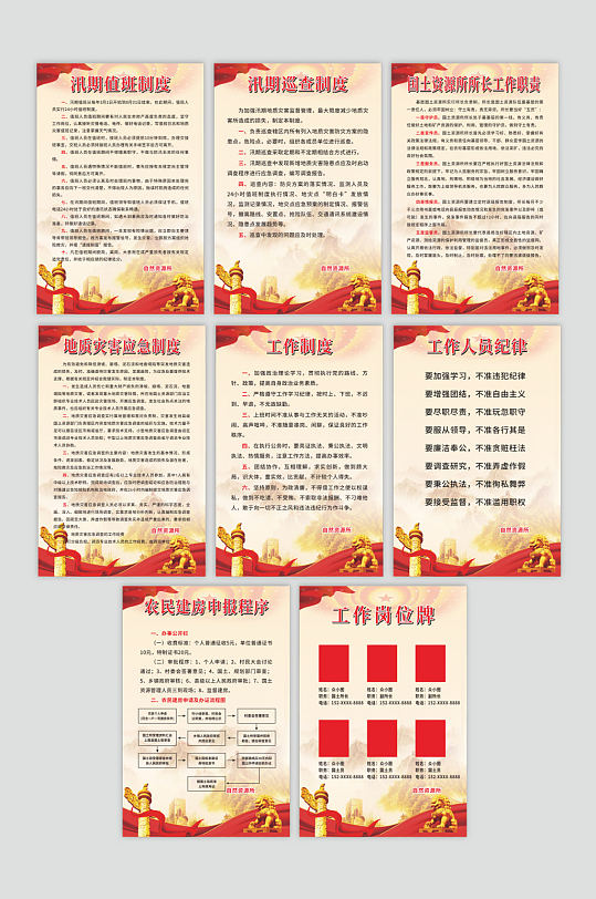 红色党建自然资源局国土局管理制度牌