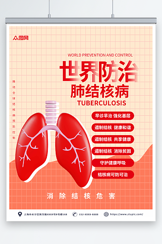 简约世界防治肺结核病日宣传海报