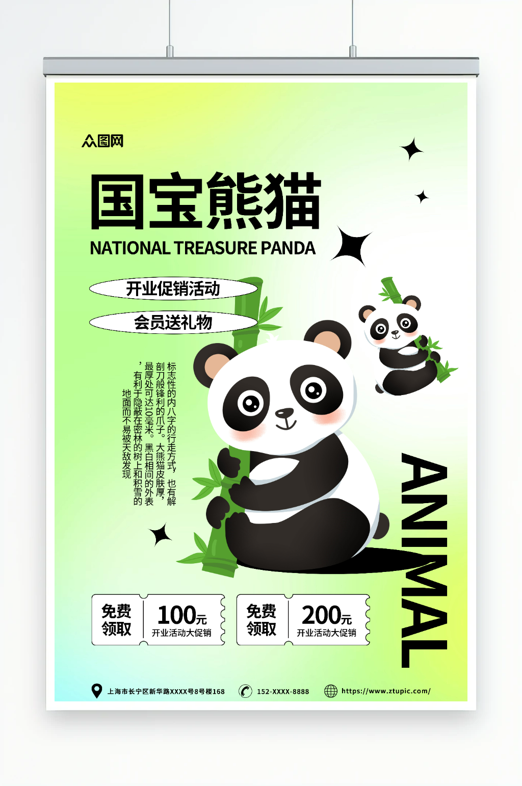 弥散动物园国宝熊猫活动宣传海报素材
