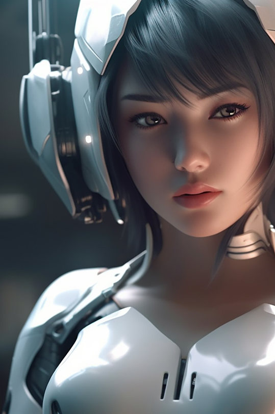 AI数字艺术科幻风格未来机甲女孩-众图网