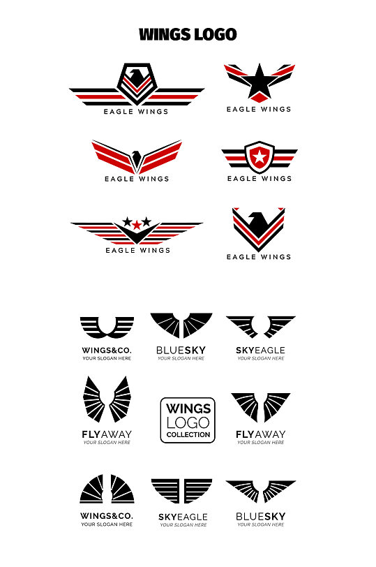 翅膀图标潮流个性logo印花素材
