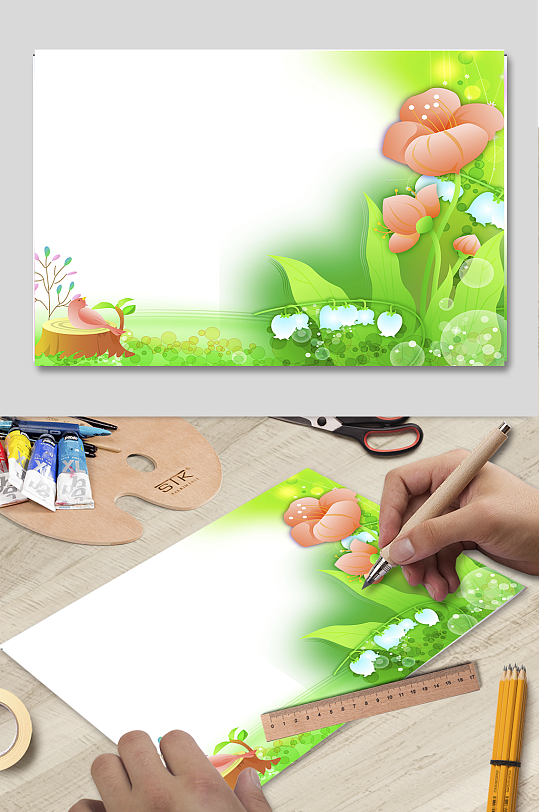 儿童卡通手抄报背景模板-众图网