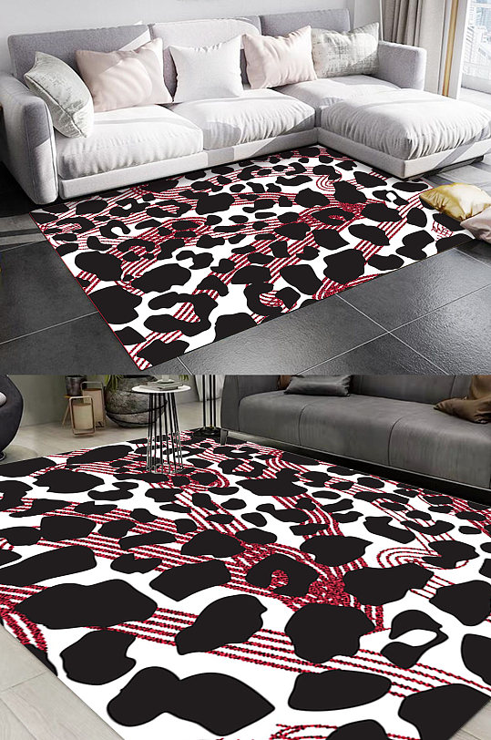 北欧涂鸦几何图案地毯-众图网