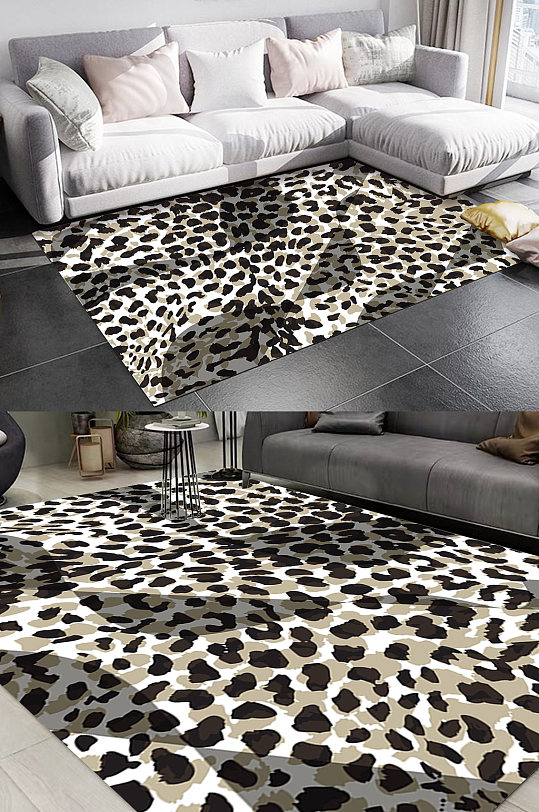时尚动物豹纹图案地毯-众图网