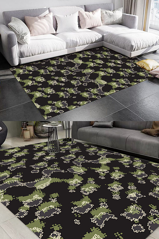 涂鸦纹理趣味几何图案地毯-众图网