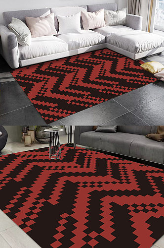 抽象条纹几何图案地毯