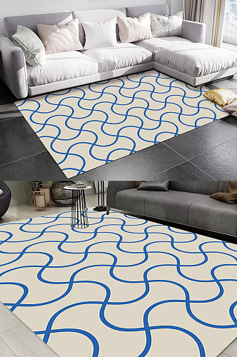 抽象几何线条格子图案地毯