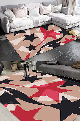 几何北欧五角星图案地毯