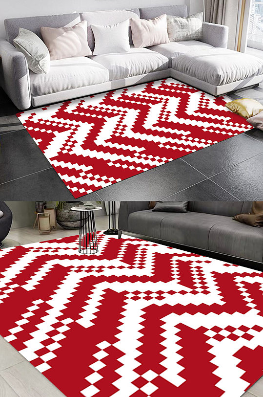 时尚马赛克条纹图案地毯-众图网