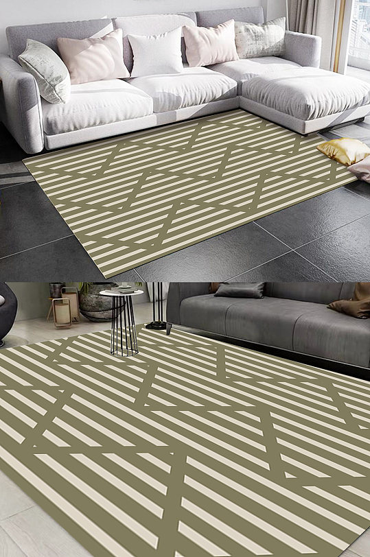 北欧线条图案地毯-众图网