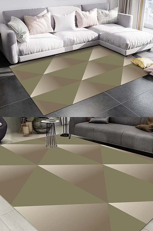 几何渐变菱形图案地毯-众图网