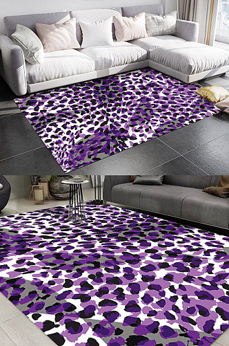 紫色时尚潮流豹纹图案地毯