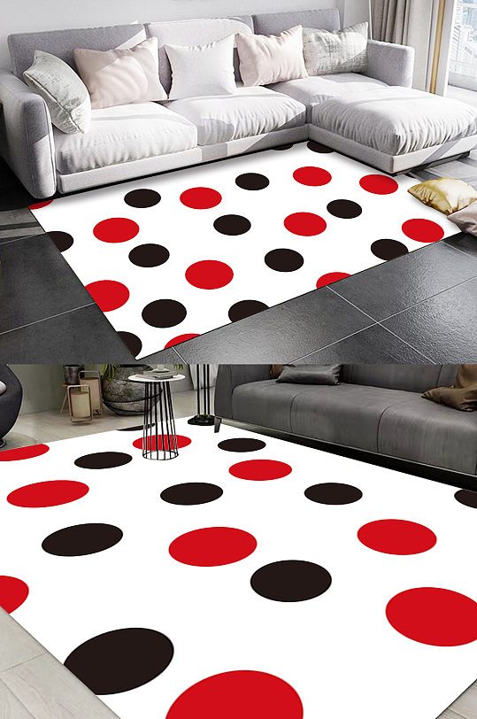 几何波点图案地毯-众图网