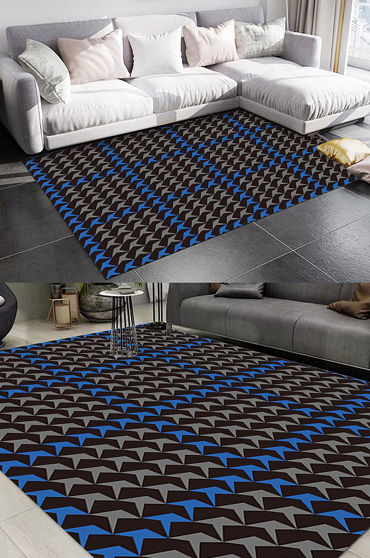 灰色犬牙纹图案地毯-众图网