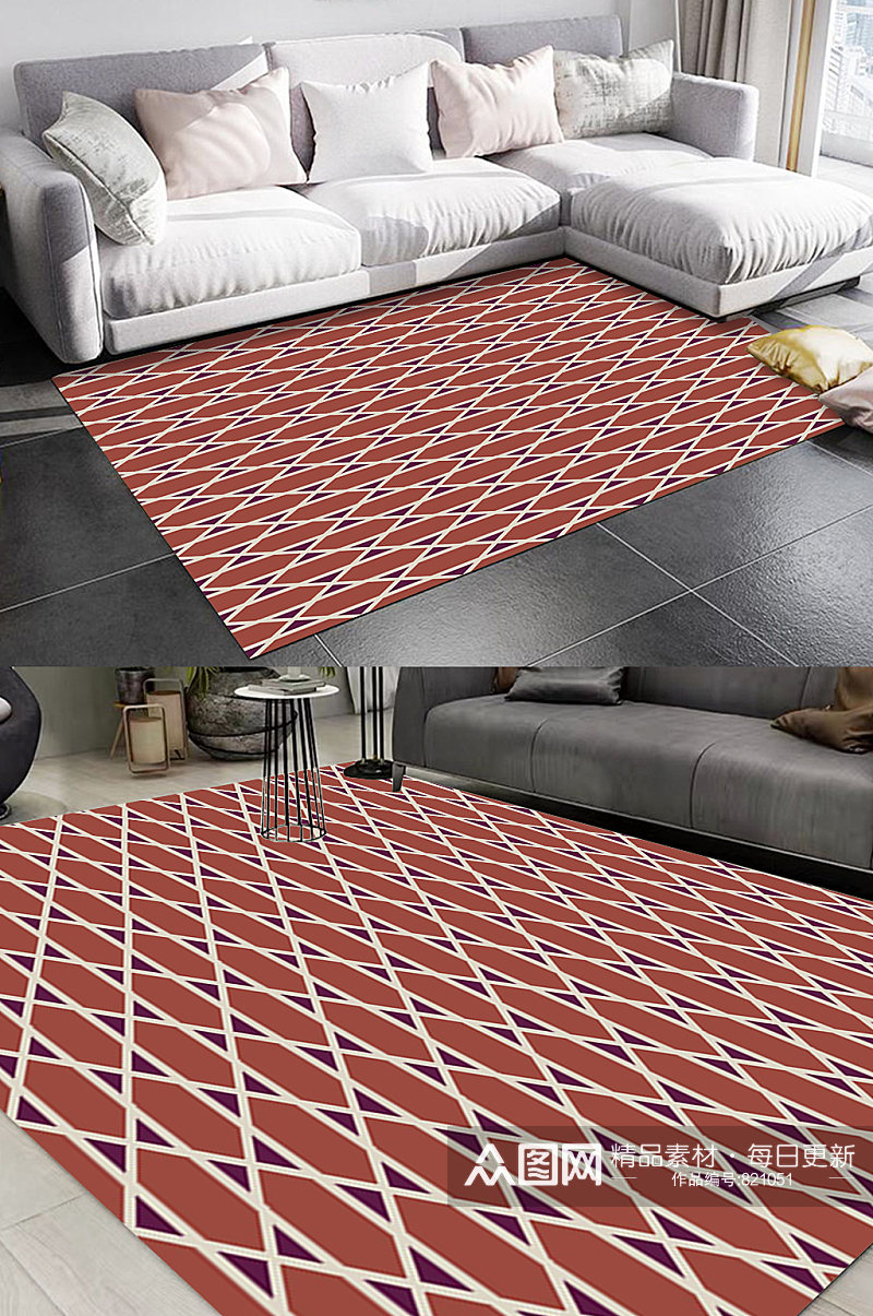 几何格纹图案地毯素材