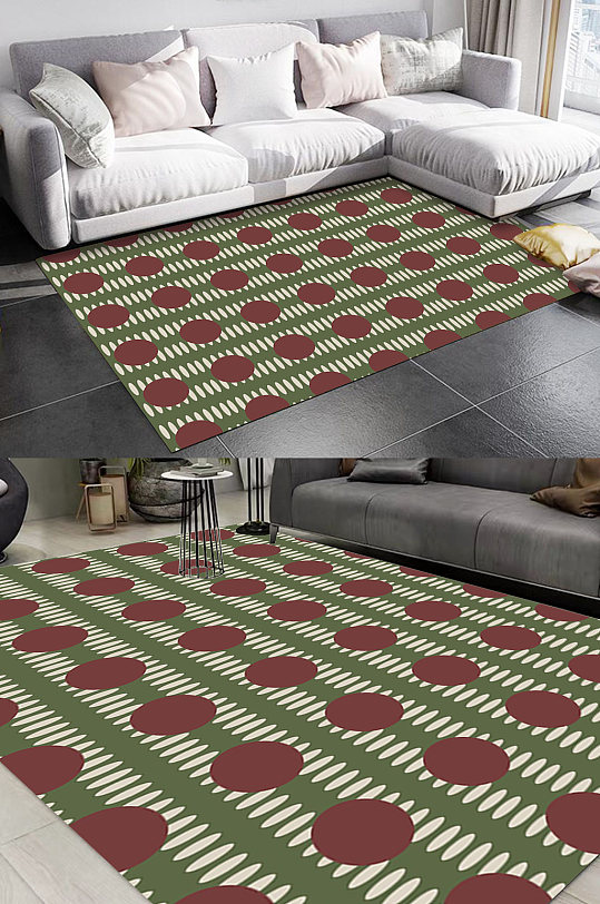 几何圆点图案地毯-众图网