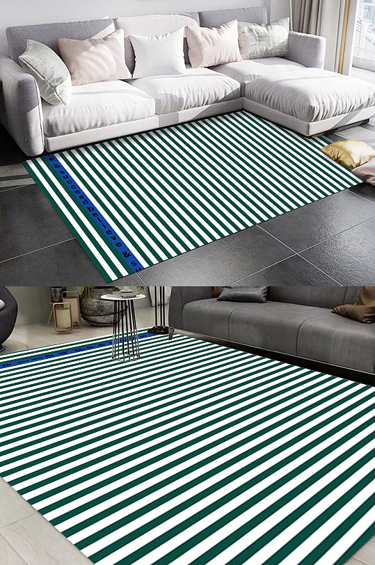 蓝色条纹图案地毯-众图网