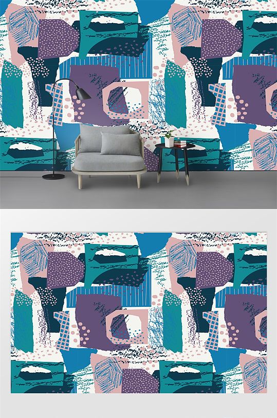 抽象涂鸦现代风格背景墙-众图网