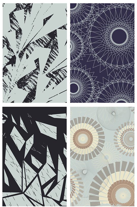 矢量线条抽象几何印花背景-众图网