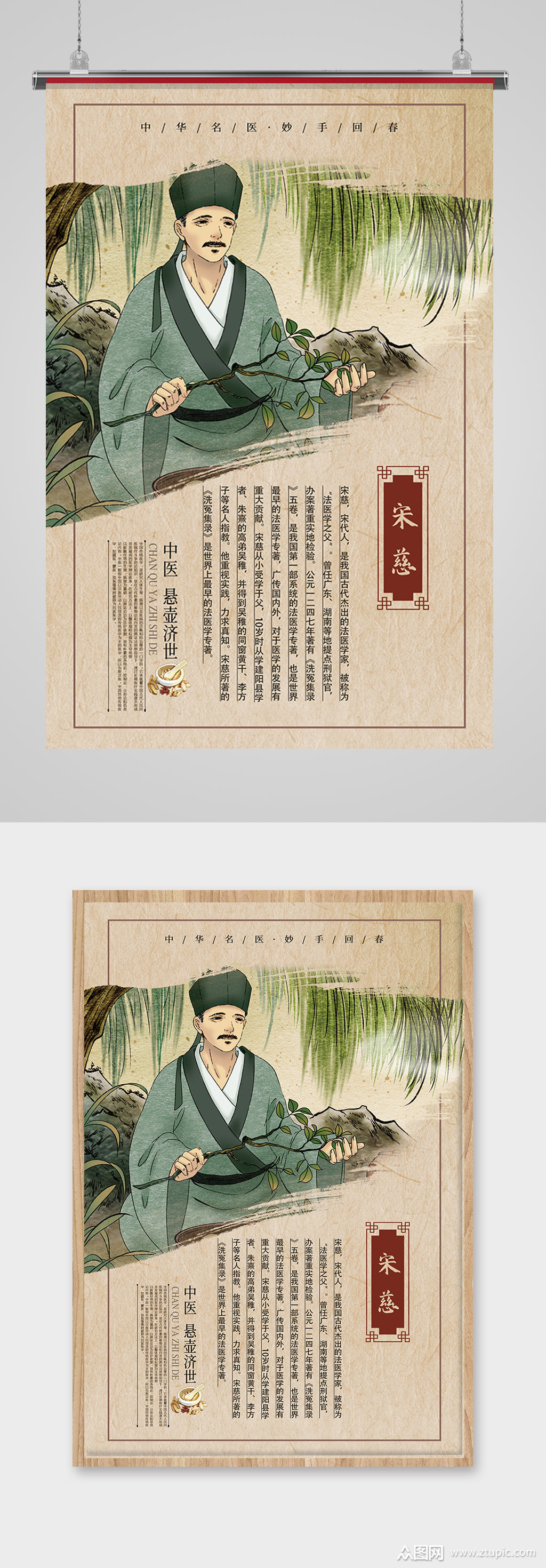中华名医 人物简介海报展板素材