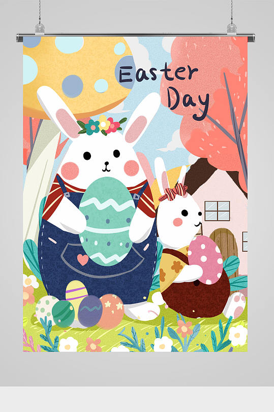 可爱复活节兔子插画