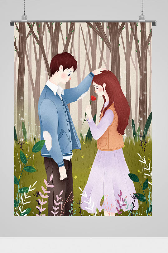 情侣男女人物插画-众图网