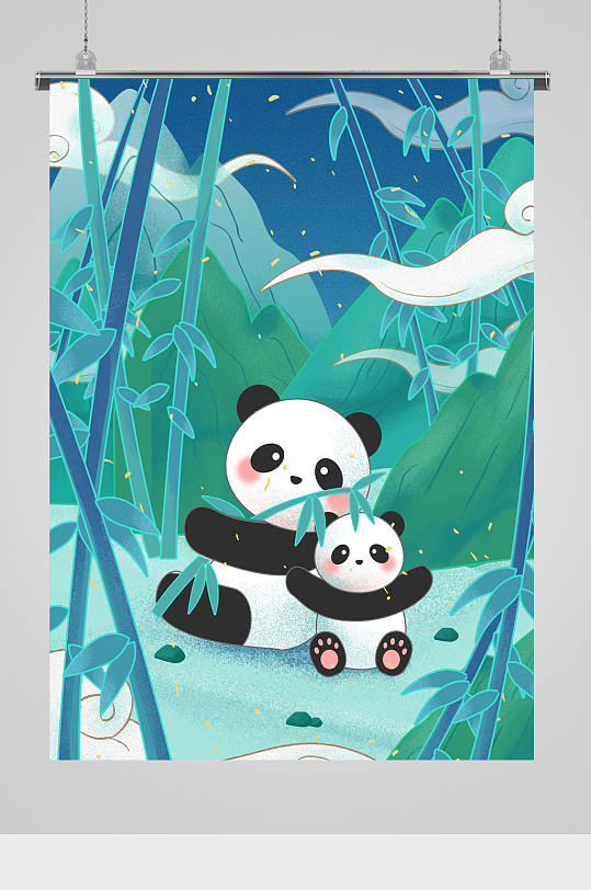 可爱竹林里的大熊猫