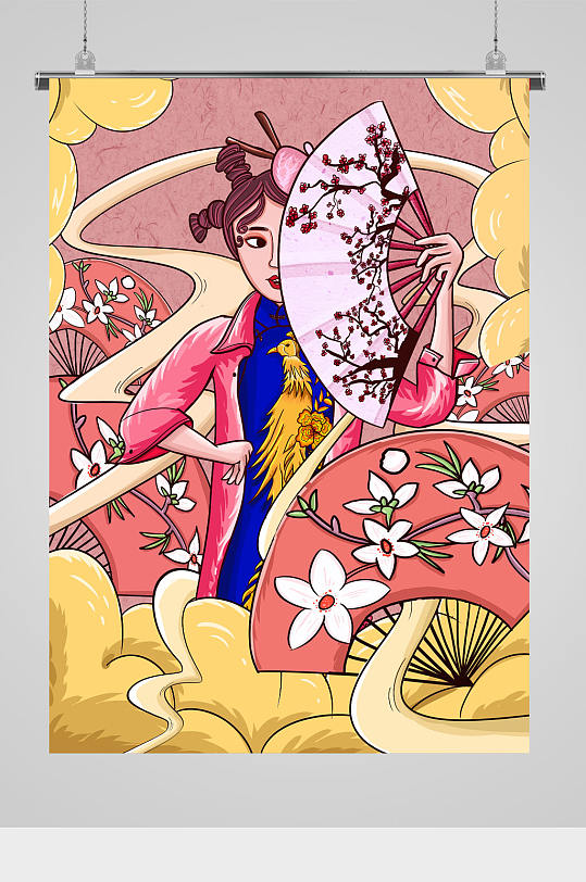 古风国潮女子插画