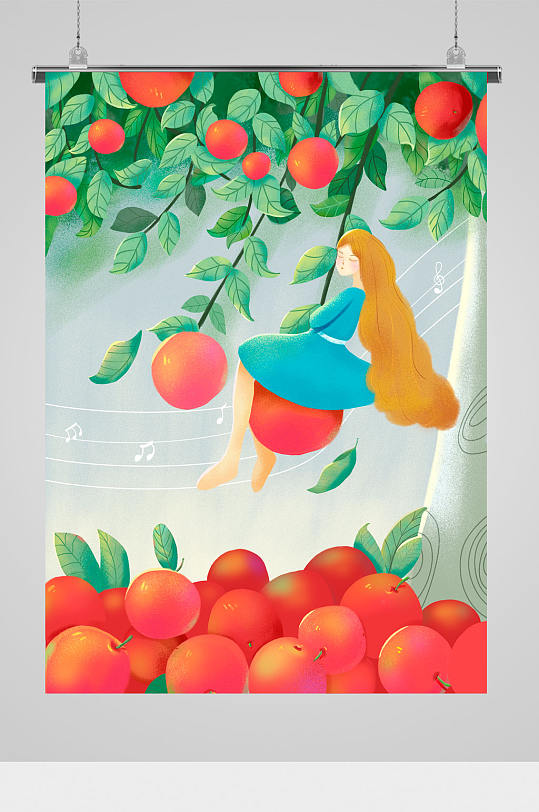 红色苹果创意插画