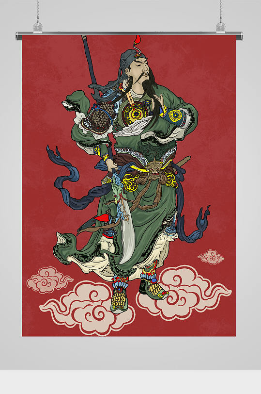 国潮插画关公关羽