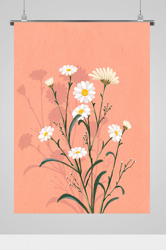 小清新菊花插画图案-众图网