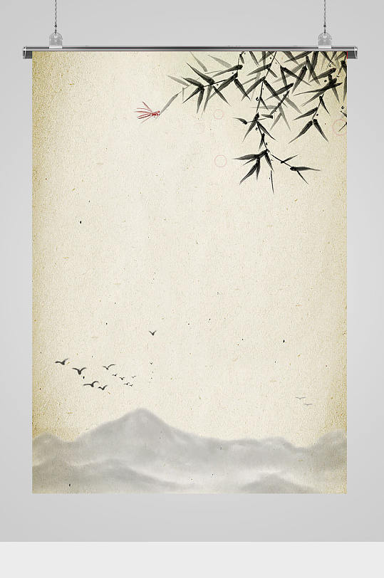 水墨中式竹子山水背景